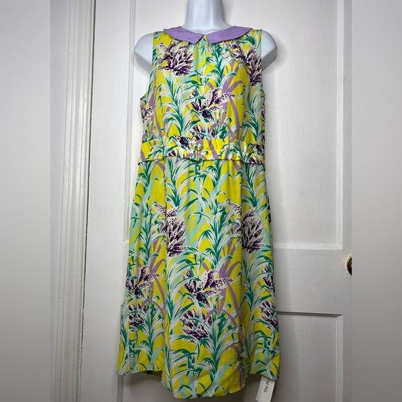 KATE SPADE Peter Pan Collar Floral Yellow and Purple Dress - Picture 14 of 15